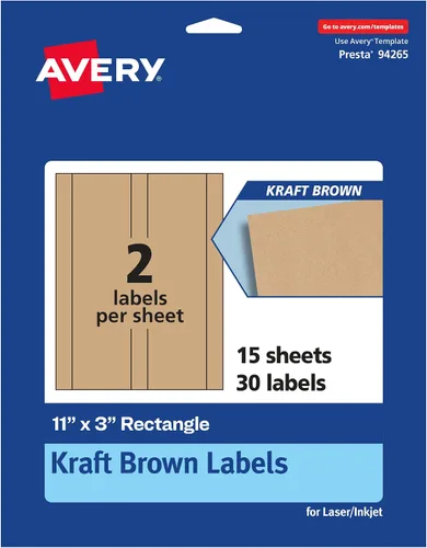 Vista 8 de Avery Etiquetas rectangulares marrón Kraft, 11 "x 3", 100 etiquetas marrón Kraft, imprimibles con láser/inyección de tinta