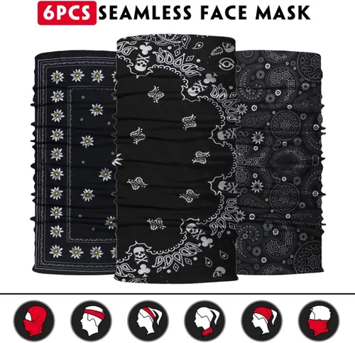Vista 4 de Bufanda tipo mascarilla para hombre y mujer, sin costuras, pañuelo para la cara, pasamontañas, diadema, envoltura para la cabeza, gorro