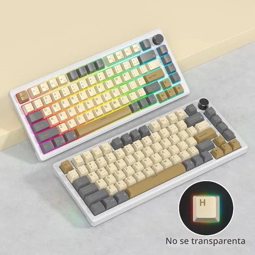 Vista 7 de 75% Teclado para Juegos con Cable, Montaje de Junta de Intercambio en Caliente, Interruptor Blanco, Teclado Mecánico TKL de 82 Teclas, NKRO Cremoso