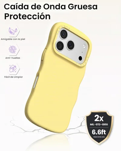 Vista 3 de ORNARTO Funda para iPhone 17 Pro de 6.3", silicona líquida ondulada a prueba de golpes con protección contra caídas y botón de control de cámara