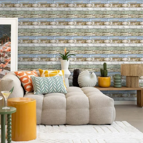 Vista 2 de Commomy 3D Wall Panels Self-Adhesive Wood Effect Pack of 10 30 x 30 cm