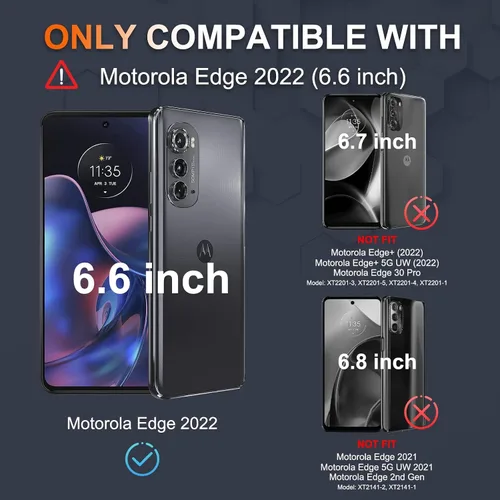 Vista 2 de LeYi Funda para Motorola Edge-2022: 【No es compatible con Edge Plus】 Funda resistente 3 en 1, funda resistente 3 en 1, grado militar, a prueba