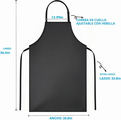Vista 3 de Delantal de vinilo de goma impermeable de 40 pulgadas, delantal de chef resistente negro Apron for men, black apron for women, work apron for
