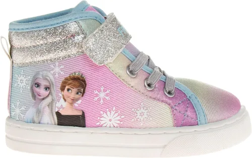 Vista 2 de Disney Frozen - Zapatos deportivos para niñas - Tenis de caña alta para niñas - Zapatos de princesa Ana y Elsa - Personajes de lona casuales sin