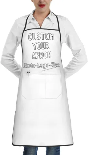 Vista 44 de Delantales personalizados para adultos, delantal personalizado con logotipo de foto, delantal impermeable con 2 bolsillos