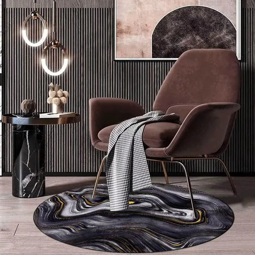 Vista 33 de Tapete redondo de mármol verde esmeralda, lavable, pequeño círculo, para dormitorio, sala de estar, alfombra moderna abstracta circular, 2 pies