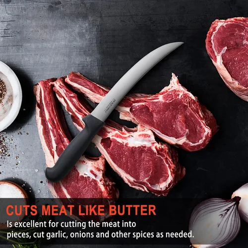 Vista 5 de Cuchillo de carnicero curvado de 8 pulgadas con mango ergonómico, buena nitidez para cortar carne de filete de carne, acero inoxidable japonés