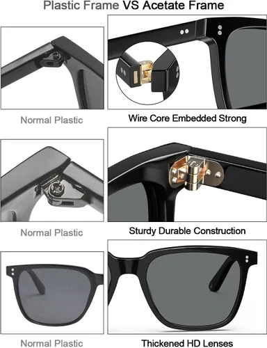 Vista 16 de Carfia Chic - Lentes de sol polarizados para mujer, protección UV400, marco de acetato pulido a mano