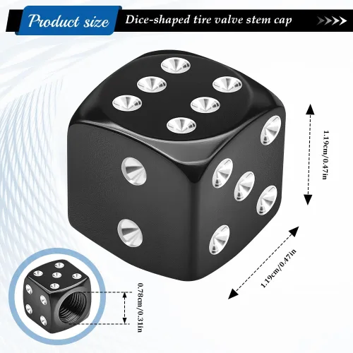 Vista 2 de 4 tapas de vástago de válvula de neumático estilo dado, tapas de neumáticos de automóvil, cubiertas de válvula de rueda de aleación de aluminio