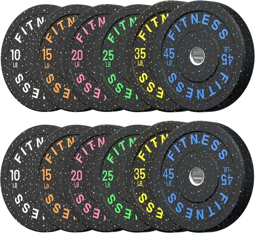 Vista 23 de HANDBODE 2-Inch High-Bounce Bumper Plates, Olympic Weight Set, 10-650 lb