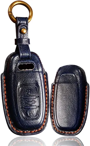 Vista 16 de ontto Funda de cuero para llave de entrada sin llave con protección completa, compatible con Audi A4 Q7 Q5 TT A3 A6 negro (tipo A)