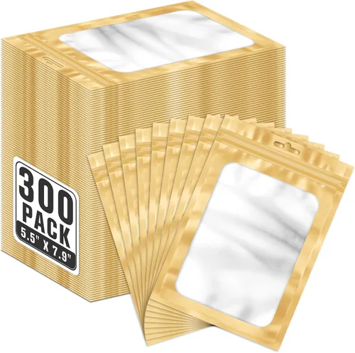 Vista 7 de ANZNKU 300 bolsas para bolígrafos, bolsas de Mylar resellables multicolor de 2.7 x 9 pulgadas, bolsas de embalaje con ventana transparente