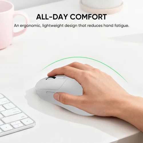 Vista 4 de MELOGAGA Ratón inalámbrico para juegos de 3 modos, 2.4GBluetooth 5.4USB-C con 8 DPI ajustables, mouse ergonómico recargable para computadora, Mac