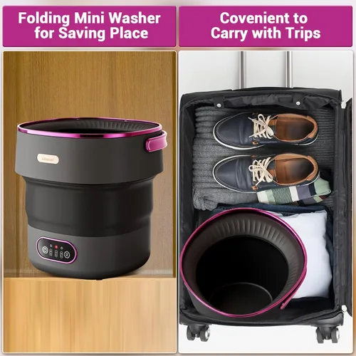 Vista 3 de Mini lavadora portátil de 13 litros con secadora giratoria, pequeña lavadora plegable para ropa de bebé y ropa interior, 3 modos de limpieza
