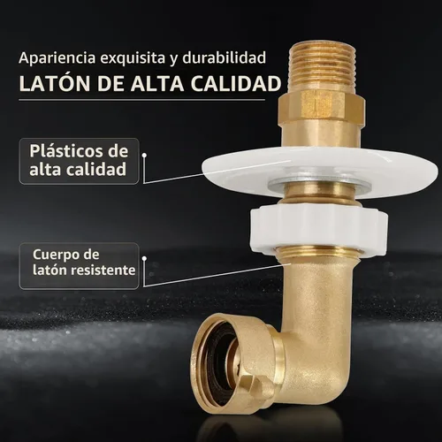Vista 4 de kipa Brida de entrada de agua para autocaravana, latón con codo de manguera, válvula de retención y conector FPT de 1/2" rosca hembra, brida de 3