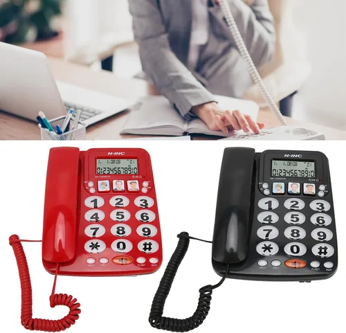 Vista 2 de Ajuste el tono de llamada con cable, teléfono grande pero tonelado para personas mayores, teléfono con cable con identificación de llamadas