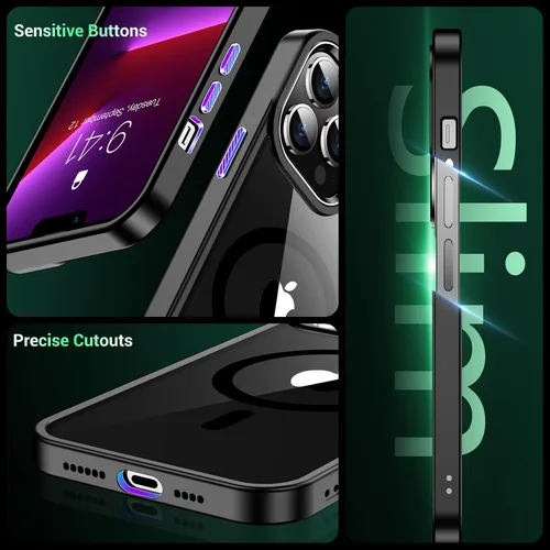 Vista 6 de Funda magnética para iPhone 13 Pro Max, [compatible con MagSafe], [antiamarilleo] [protector de pantalla de vidrio + protector de lente de cámara]