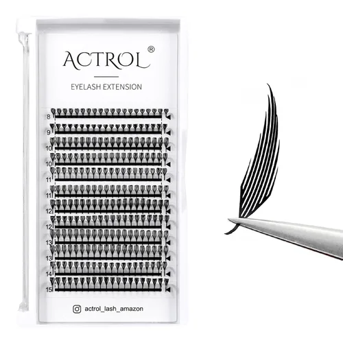 Vista 8 de ACTROL Pestañas de anime con forma de pluma, extensiones de racimo de pestañas naturales de manga individual