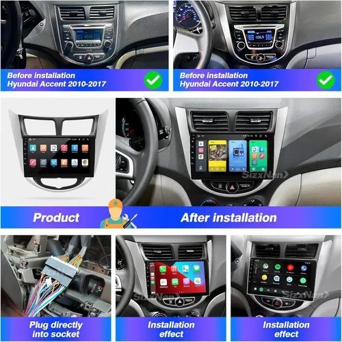 Vista 6 de Pantalla táctil Android compatible con Carplay Android Auto, radio de coche, estéreo, Bluetooth, navegación, reproductor multimedia, GPS, WiFi