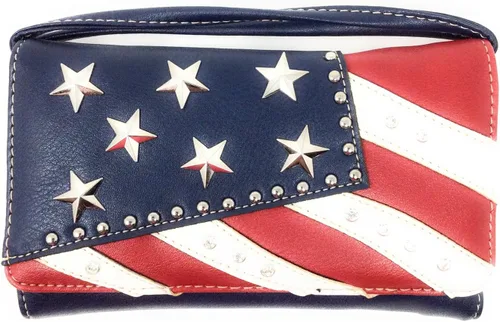 Vista 5 de Texas West Conjunto de bolsos de mano de mujer con diamantes de imitación de bandera americana en multicolor