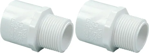 Vista 2 de Conector de tubería NIBCO 436 Series, de PVC, de grosor 40, deslizamiento X y macho NPT., Blanco, 1