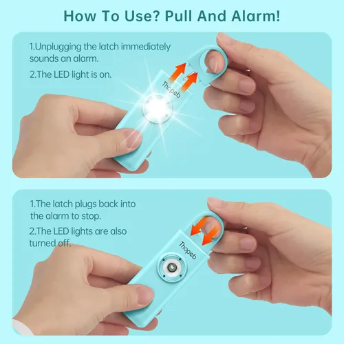Vista 2 de La alarma de seguridad personal original para mujeres por mujeres, sonido de sirena fuerte, luz LED estroboscópica SOS, ten seguridad con la alarma