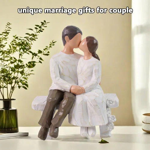 Vista 5 de jinhuoba Figuras románticas para parejas, escultura pintada a mano, el mejor regalo de San Valentín, matrimonio, aniversario, boda, compromiso