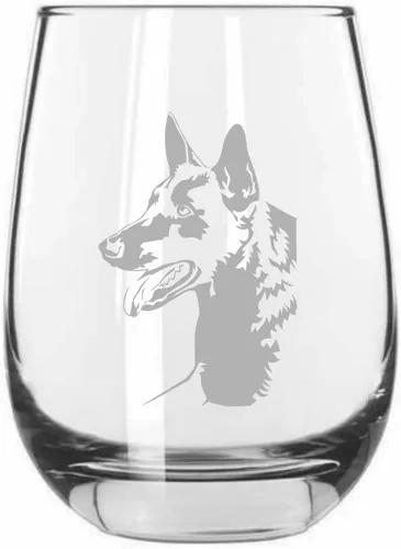 Vista 380 de Shar Pei (chino) - Vaso de vino sin tallo grabado para perro, 15.25 onzas