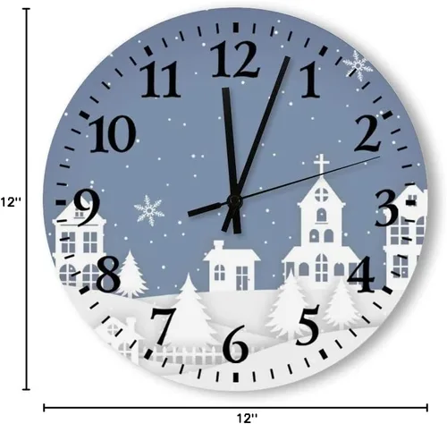 Vista 6 de Reloj digital de madera para nieve, invierno, funciona con pilas, reloj de madera para dormitorio, sala de estar, oficina, casa de campo, decoración