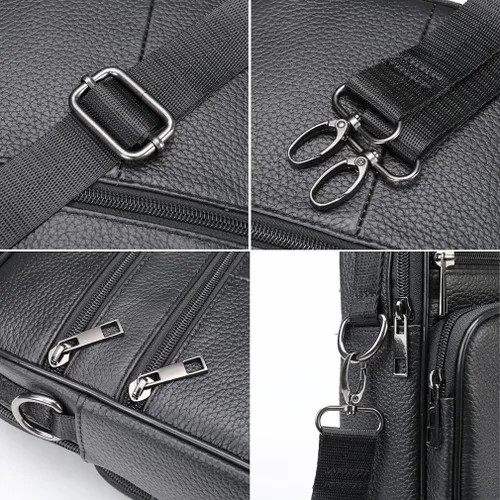 Vista 5 de Hebetag Bolso bandolera de cuero pequeño para hombres y mujeres, para viajes al aire libre, negocios