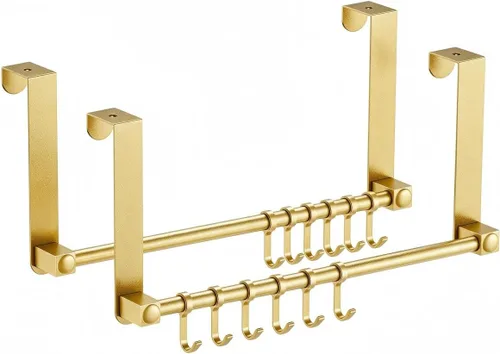 Vista 11 de Ganchos para colgar sobre la puerta, ganchos ajustables resistentes para colgar sobre la puerta, organizador para baño, color negro
