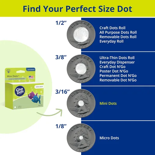 Vista 5 de Glue Dots, Paquete económico de mini puntos, doble cara, 3/16", 600 puntos, cinta adhesiva para manualidades, puntos de pegamento adhesivo adhesivo
