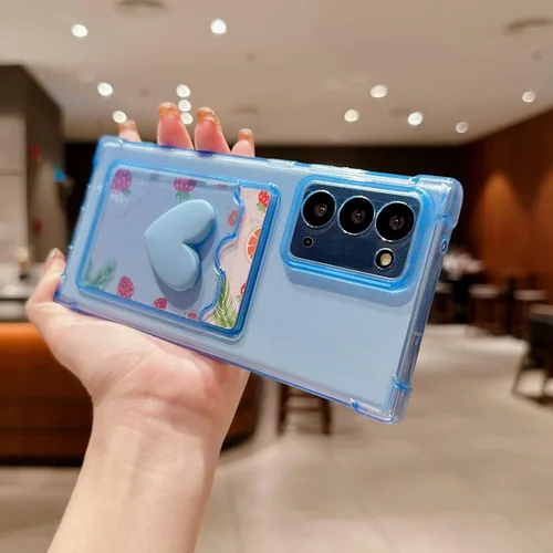 Vista 7 de Tuokiou Funda compatible con Samsung Galaxy Note 20, bonito diseño de corazón 3D, protección suave a prueba de golpes con tarjetero para Samsung