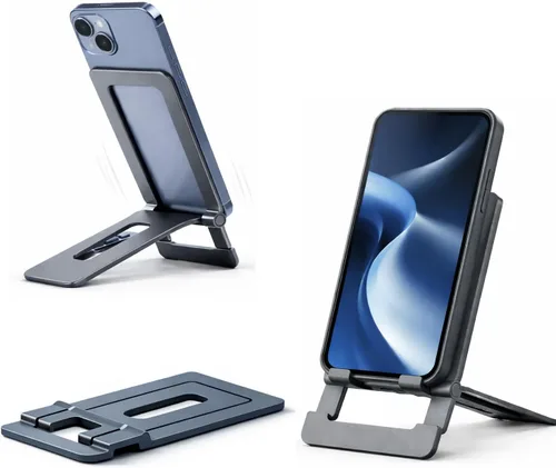 Vista 13 de Mizi Soporte para teléfono celular, ángulo y altura ajustable, soporte de teléfono de escritorio compatible con iPhone 17/16/15 Pro Max, Samsung