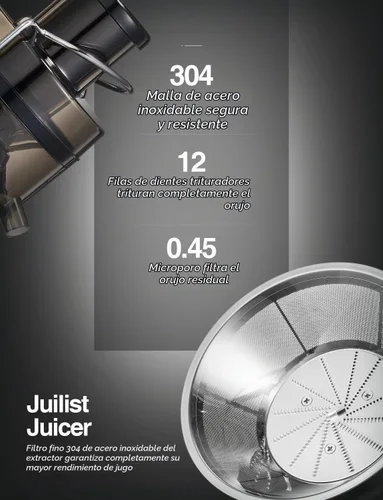 Vista 3 de Máquinas de exprimidor, Juilist Exprimidor de boca ancha de 3", extractor de jugo para vegetales y frutas con ajuste de 3 velocidades, motor de Negro