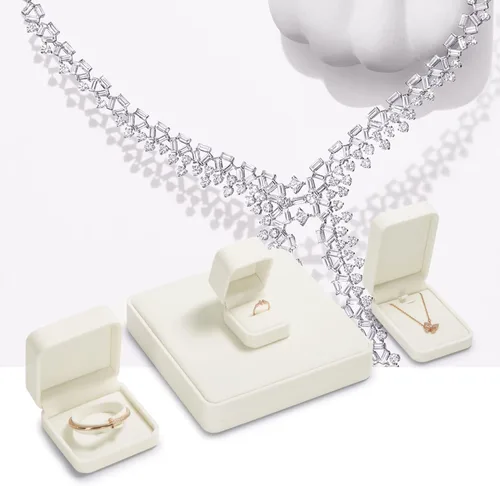 Vista 3 de Oirlv Caja de regalo de collar grande de terciopelo Collar de perlas Caja de joyería blanca