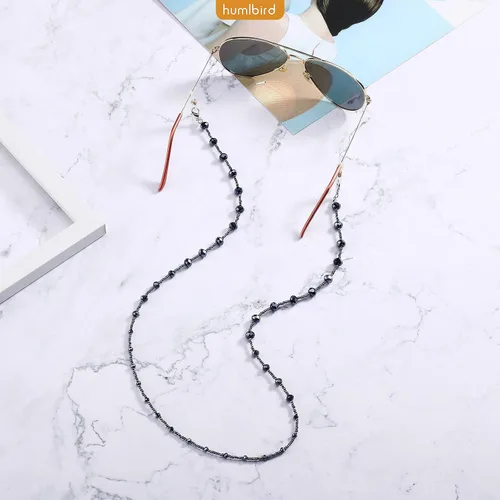 Vista 5 de humlbird Cadena de gafas para mujer, elegante cordón de máscara de cristal natural, cadena de soporte para gafas