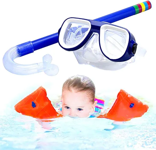 Vista 4 de Ochine Juego de esnórquel para niños, máscara de buceo antivaho para niños, gafas de natación, equipo de esnórquel semiseco, paquetes de esnórquel