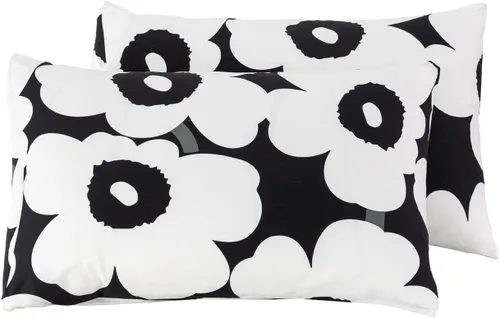 Vista 8 de YuHeGuoJi Fundas de almohada florales tamaño Queen 100% algodón, juego de 2 fundas de almohada azules y blancas, fundas de almohada decorativas