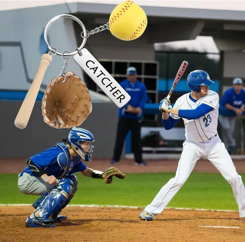 Vista 4 de FEELMEM Llavero de softbol para jugadores de sóftbol, regalo de entrenador de béisbol, regalo de joyería para el día del juego, regalo de joyería
