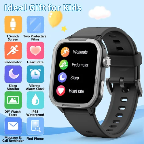 Vista 2 de Reloj inteligente para niños para niño niña, relojes para niños con 19 modos deportivos, frecuencia cardíaca, monitor de sueño, podómetro