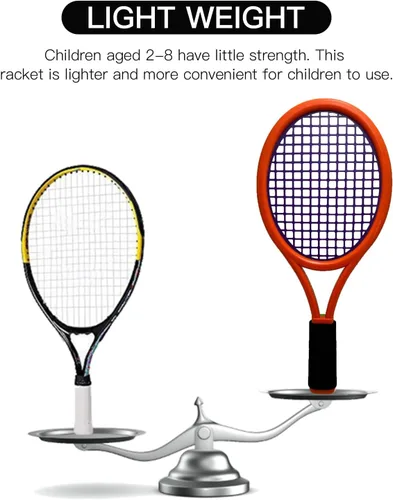 Vista 2 de Juego de raqueta de tenis para niños, raqueta de 17 pulgadas con 1 pelota de tenis, 4 volantes de bádminton y 3 pelotas suaves para deportes