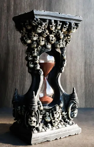 Vista 7 de Ebros Gift 7.5 pulgadas de alto gótico invertible pilar cementerio cráneo morphing cráneo calaveras arena temporizador figura macabra osario