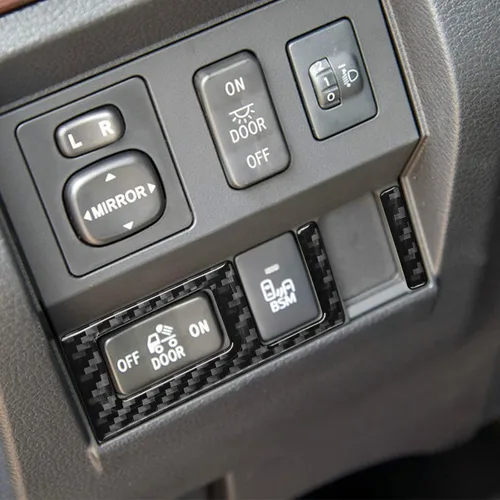 Vista 5 de Compatible con cubierta de interruptor de faros delanteros de fibra de carbono, calcomanía decorativa para Toyota Tundra 2014 2015 2016 2017 2018