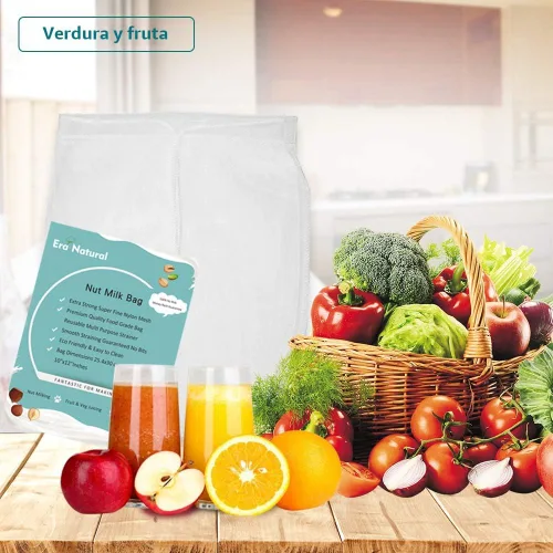Vista 5 de Bolsa de leche de nuez reutilizable, paquete de 3 bolsas de estopilla de 12 x 10 pulgadas para colar leche de almendra/soja, colador de yogur