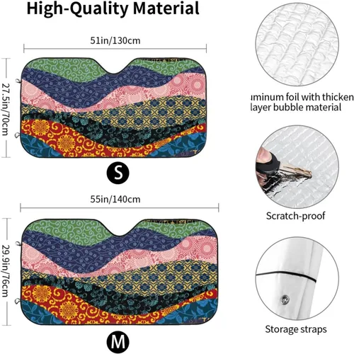 Vista 3 de Chinese Wind Wave Stitching Xiangyun Peony Mandala Windshield Shade Blocks UV Rays Keep Cool for Most Sedans SUV Truck Automotive Truck Passenger