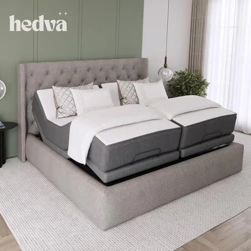 Vista 7 de Hedva Base de cama ajustable con motores de masaje, 4 puertos USB, luz LED, montaje en 5 minutos, múltiples posiciones preestablecidas para máxima