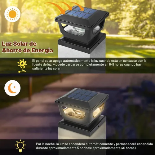 Vista 3 de Luces solares para postes de metal de 3 x 3 pulgadas, vinilo y madera de 4 Armazón negra