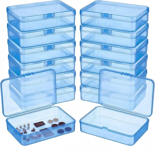 Vista 11 de LJY 100 contenedores rectangulares vacíos de plástico transparente con tapas con bisagras (2.2 x 1.6 x 0.8 pulgadas, transparente)