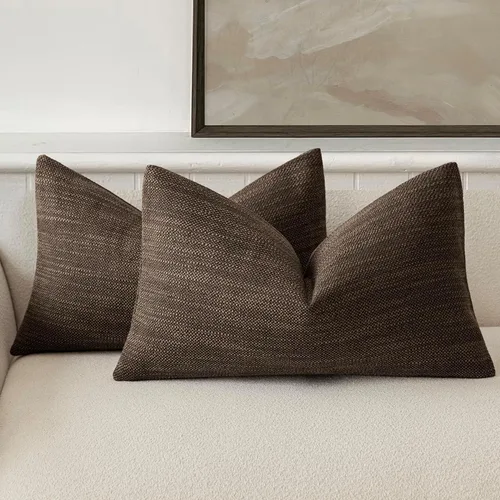 Vista 27 de Foindtower Juego de 2 fundas de almohada decorativas de lino de arpillera con textura, fundas de cojín bohemias de estilo rústico, funda de almohada